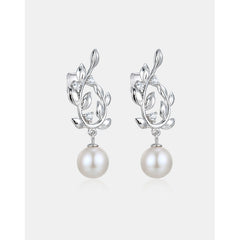 Zircon Garland with Pearl Silver Drop Earrings for Women