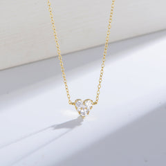 Small Zircon Heart-shape Pendant Silver Necklace for Women