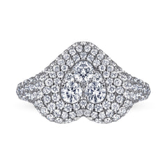 Sumptuous Heart Shape Full Zircon Soleste Halo Silver Ring