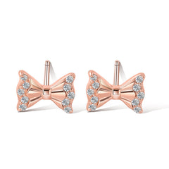 Bow Tie with Zircon Silver Earrings for Women