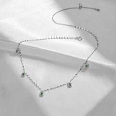 (Two Colours) Emerald Colour Zircon 925 Silver Collarbone Necklace for Women