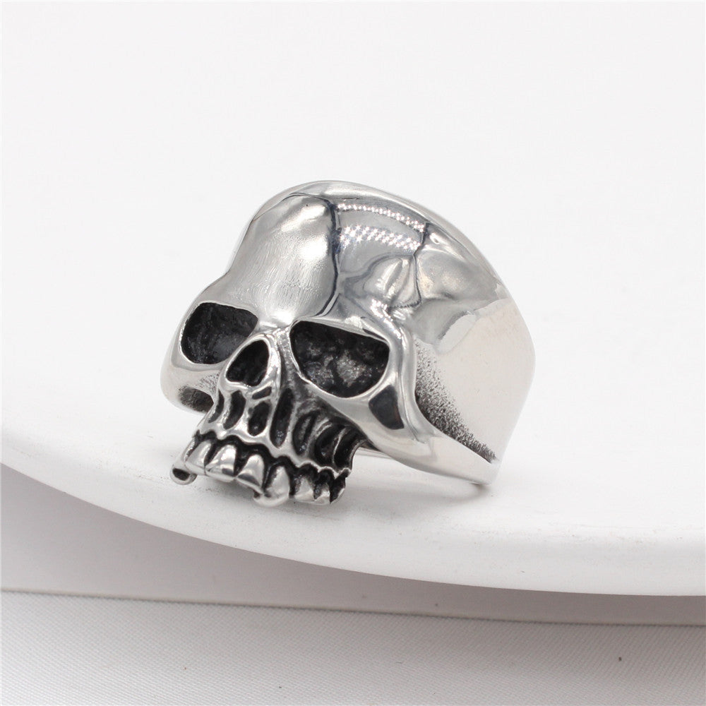 Halloween Stylish Skeleton Head Titanium Steel Ring for Men