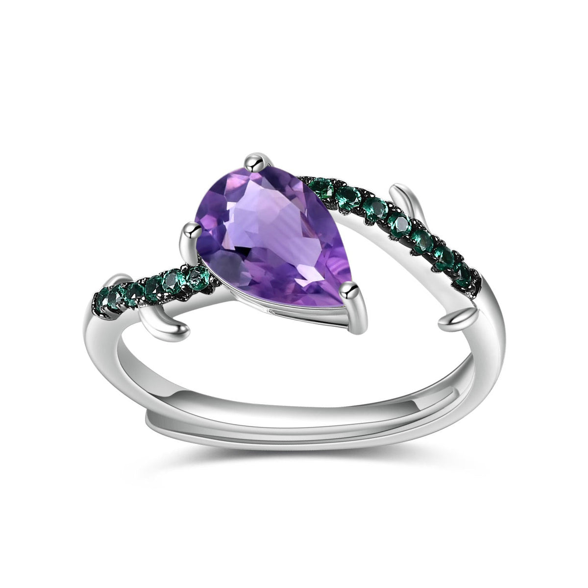 Natural Colorful Amethyst Adjustable s925 Sterling Silver Ring