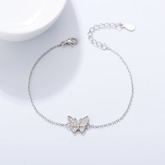 Zircon Butterfly Silver Bracelet for Women