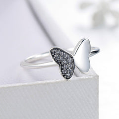 Simple and Fresh S925 Silver Korean Edition Ring for Female Actress, Elegant Butterfly Micro Inlaid Small Fine Ring, Wholesale of Cross Border Foreign Trade in Europe and America