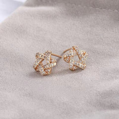 Zircon Hollow Star Silver Studs Earrings for Women