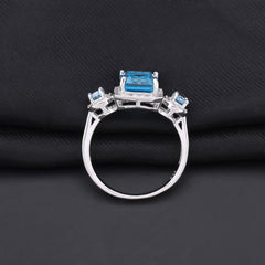 Natural Topaz Soleste Halo Vintage Silver Ring for Women