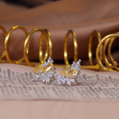 Cushion Cut Yellow Zircon Stud Earrings