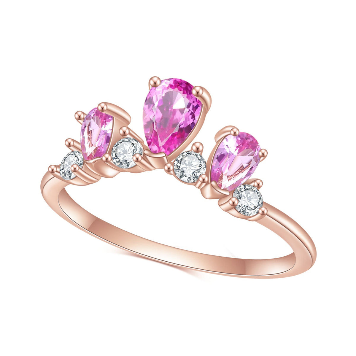 S925 Silver Barbie Pink with Rose Gold Ring for Women