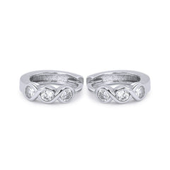 Three Round Zircon Silver Hoop Earrings for Women