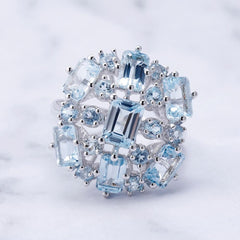 Natural Topaz Fashion Temperament Silver Ring for Women