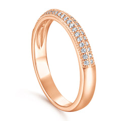 Half Circle Double-row Zircon Silver Ring for Women