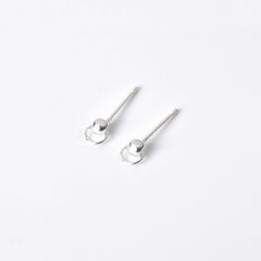 Mini Bean Buckle Circle Silver Stud Earrings for Women