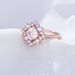 Barbie Pink Crystal Pillow Soleste Halo Sterling Silver Ring for Women