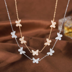 Full Zircon Small Butterfly Silver Necklace for Women