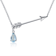 Unique Design with Natural Colourful Gemstone Bow and Arrow Pendant Silver Necklace for Women