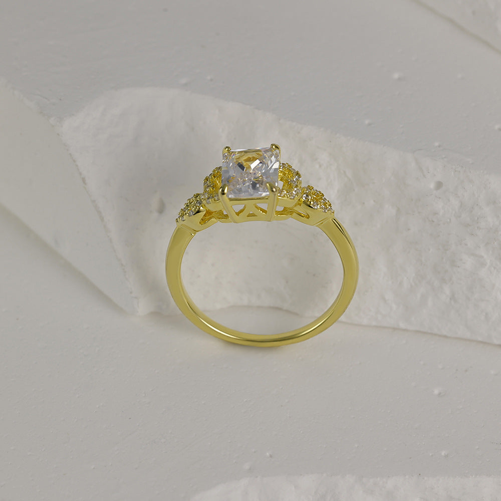 Radiant Cut Zircon Cathedral Silver Ring
