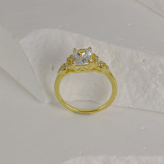 Radiant Cut Zircon Cathedral Silver Ring