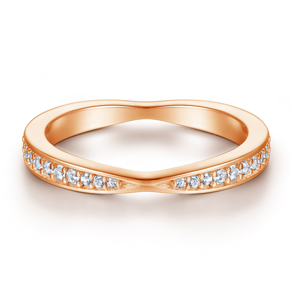 Round Zircon Cross Design Eternity Silver Ring