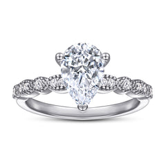 Three Prongs Pear Drop Zircon Cathedral Silver Ring