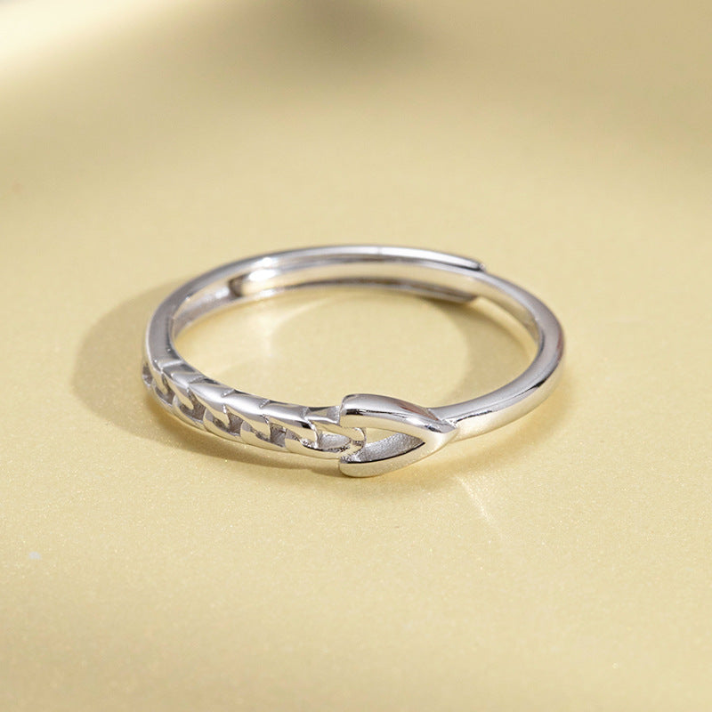 Chain Shape Design Opening Sterling Silver Ring