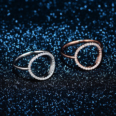 Personalized Round Hollow S925 Sterling Silver Full Zircon Ring, Versatile in Europe, America, South Korea, Exaggerated Instagram Style Index Finger Ring for Women