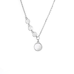 (Two Colours) White Mother of Pearl Circles Pendants Collarbone Necklace for Women