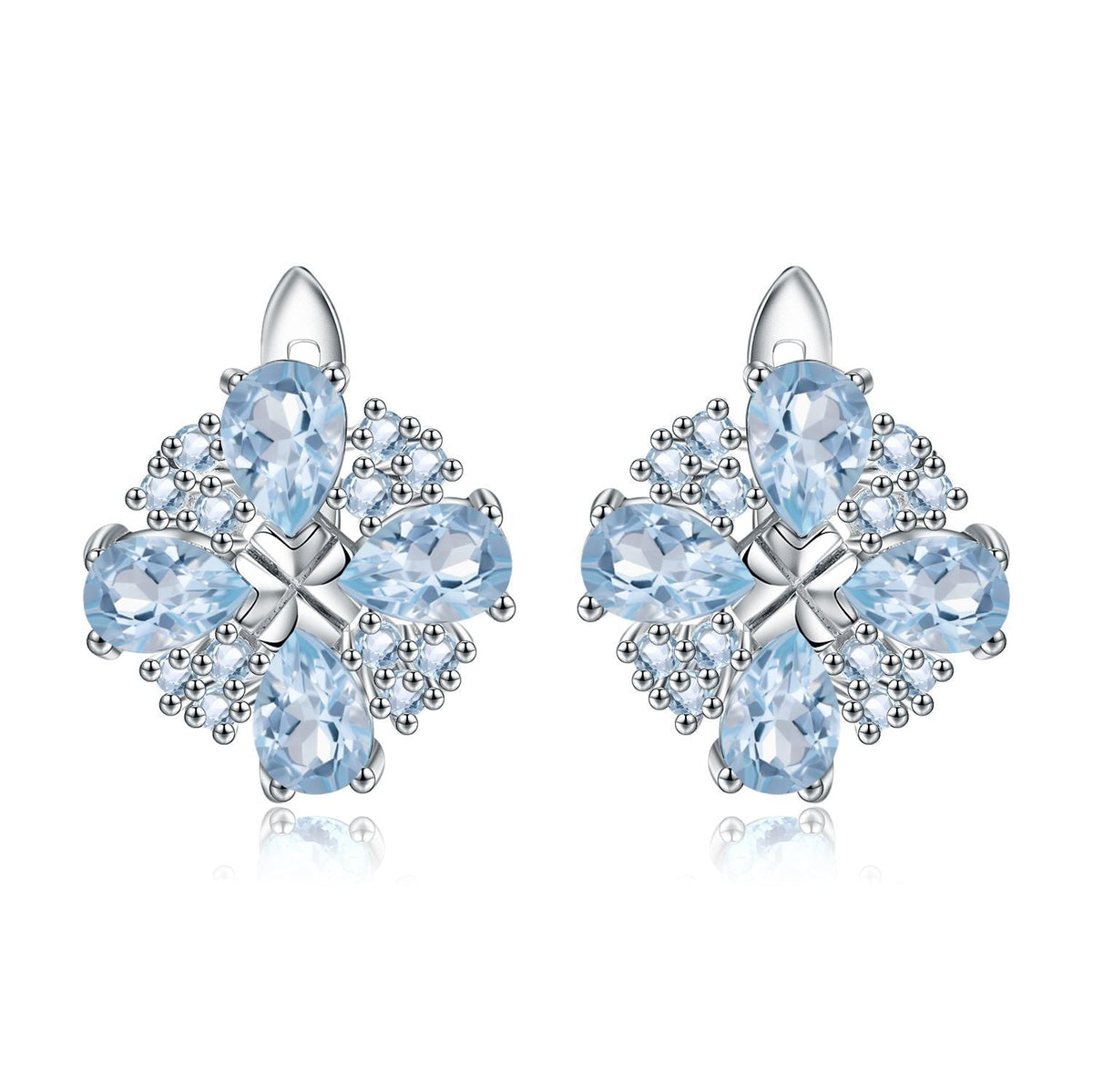 Topaz Four Leaf Clover Design Silver Studs Earrings for Women