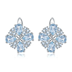 Topaz Four Leaf Clover Design Silver Studs Earrings for Women