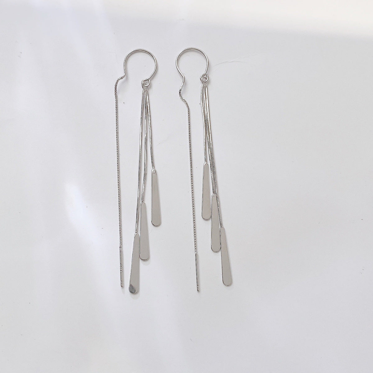 Snake Bone Tassel Ear Line Silver Drop Earrings for Women