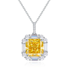 (Six Colours) Zircon 10*10mm Cushion Ice Cut Solitaire Pendants Necklace for Women