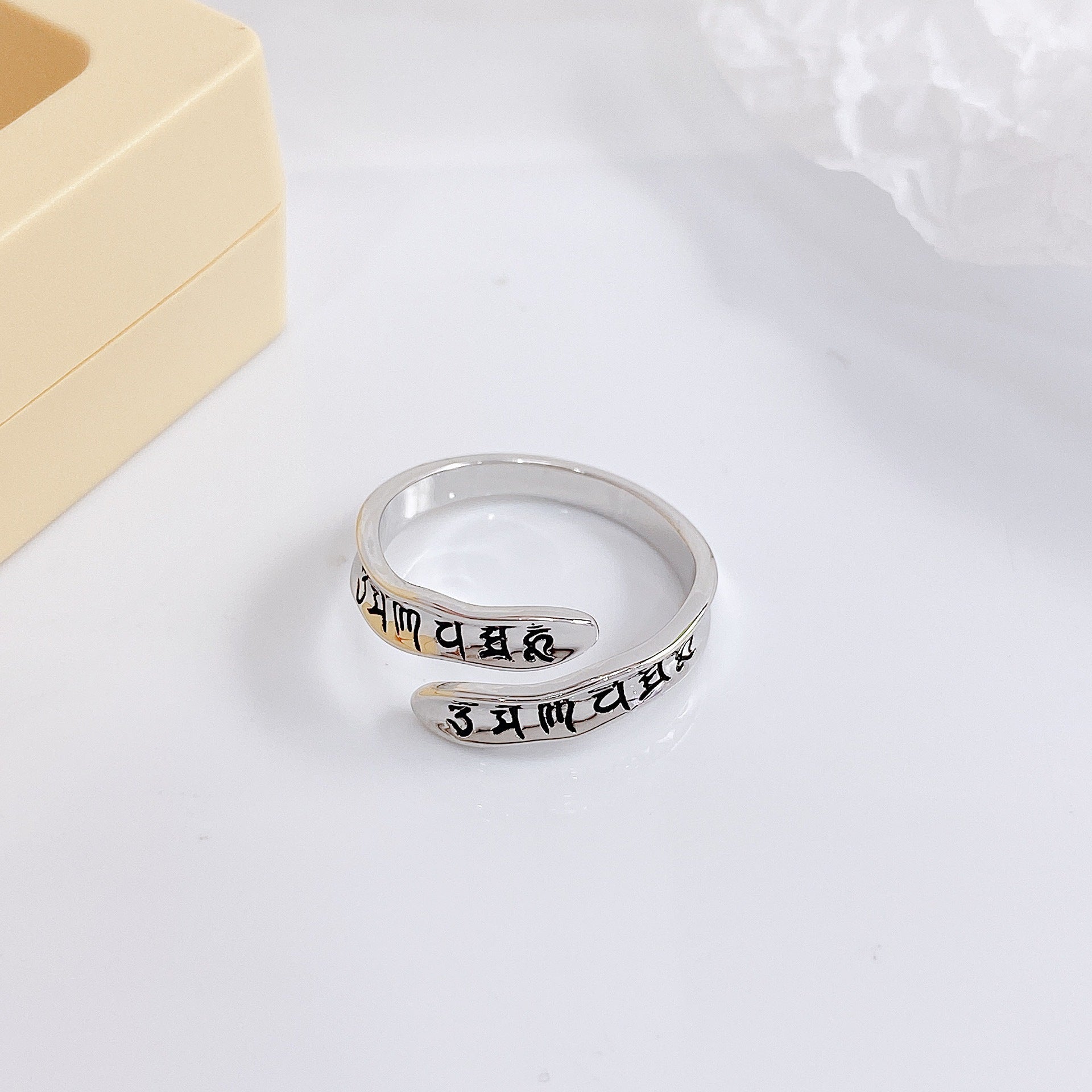 Character Pattern Silver Ring for Women