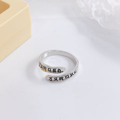 Character Pattern Silver Ring for Women