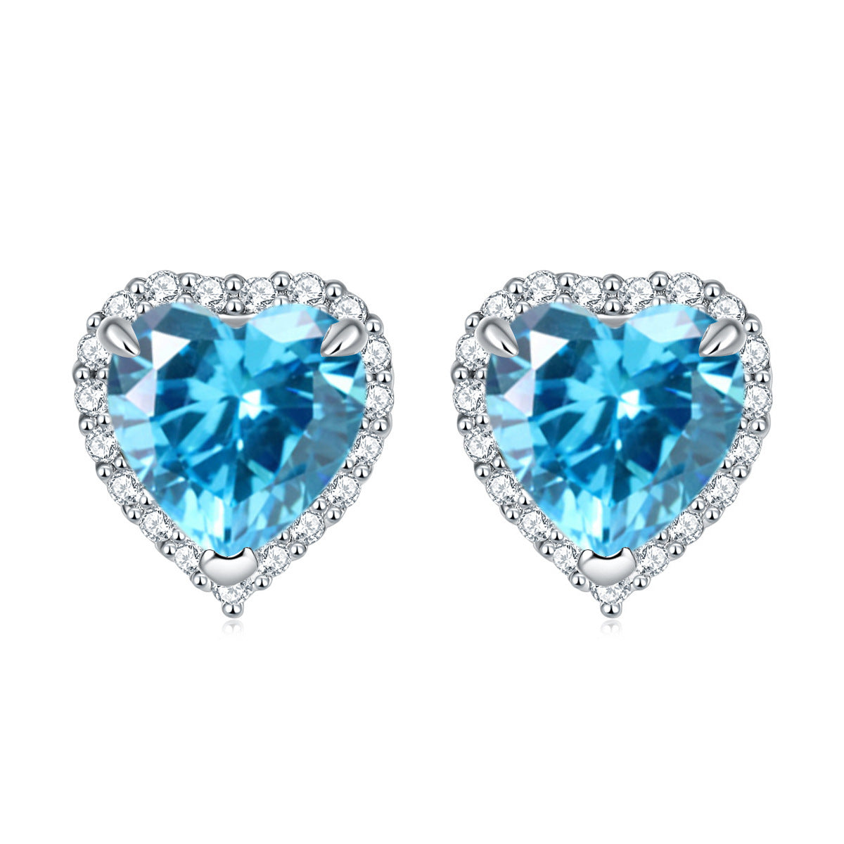 Halo Heart Zircon Stud Earrings