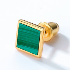 Square Malachite Sterling Silver Stud Earrings