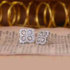 Pear Drop Zircon Clover Stud Earrings