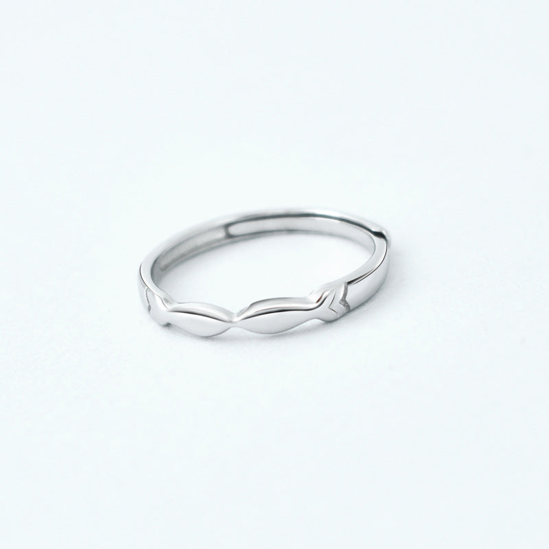 Kissing Fish Silver Couple Ring for Women