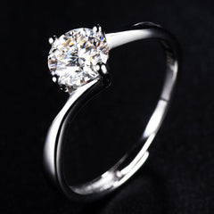 Adjustable Opening Twisted Arm Solitaire 1.0 Carat Moissanite Engagement Ring