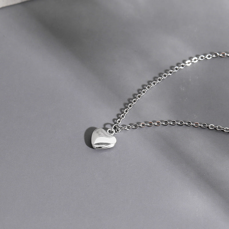 Glossy Heart Pendant Silver Necklace for Women