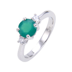 Round Cut Natural Gemstone Silver Ring