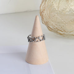 Forward and Reverse Hollow Heart Shape Opening Sterling Silver Ring