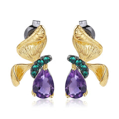 Butterfly S925 Silver Natural Gemstone Amethyst Studs for Women