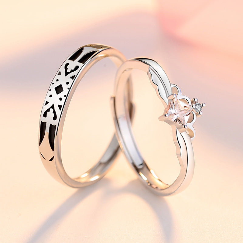 Princess and Knight Silver Couple Ring