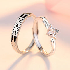 Princess and Knight Silver Couple Ring