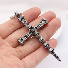 Halloween Cross Skull Deathly Titanium Steel Pendant for Men