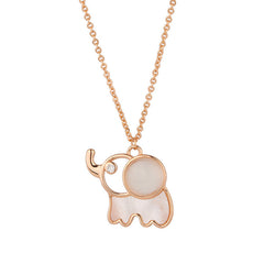 Mother of Pearl Elephant Pendant Silver Necklace for Women