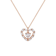 Heart-shape Zircon Pendant Silver Necklace for Women