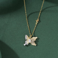 Personalized Butterfly Zircon Silver Necklace