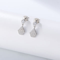 Zircon Geometric Polygon Silver Drop Earrings for Women