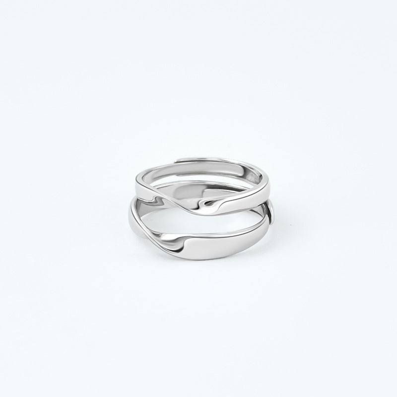 Mobius Series Simple Silver Couple Ring for Women